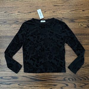 NWT Ginger G Large Black Floral Long Sleeve